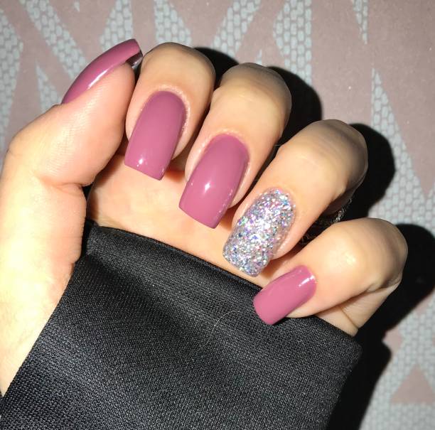 Mauve with glitter nails