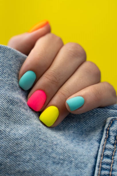 mixed colors nails