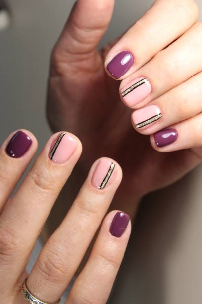 Purple pink nail art