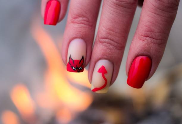 devil nail design for halloween