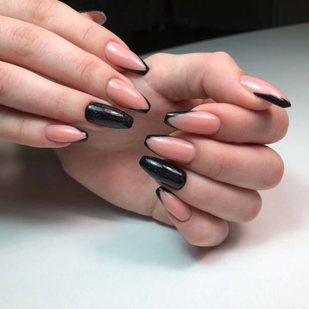 French manicure with black dress