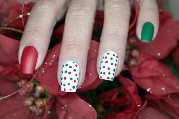 Polka dots Christmas nail art