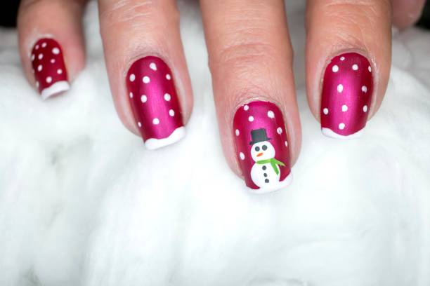 snowman Christmas nails