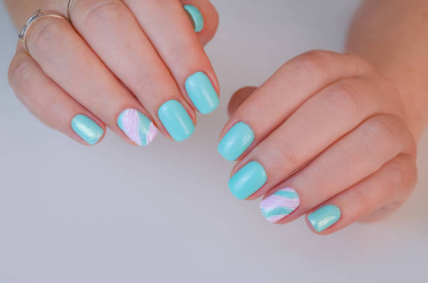 Mint blue nails for summers