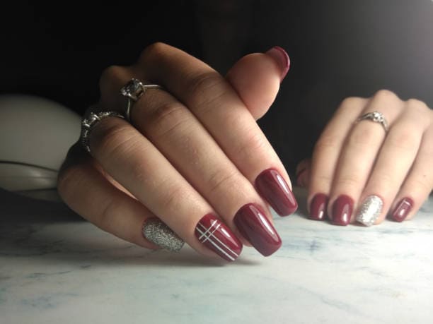 burgundy nail art